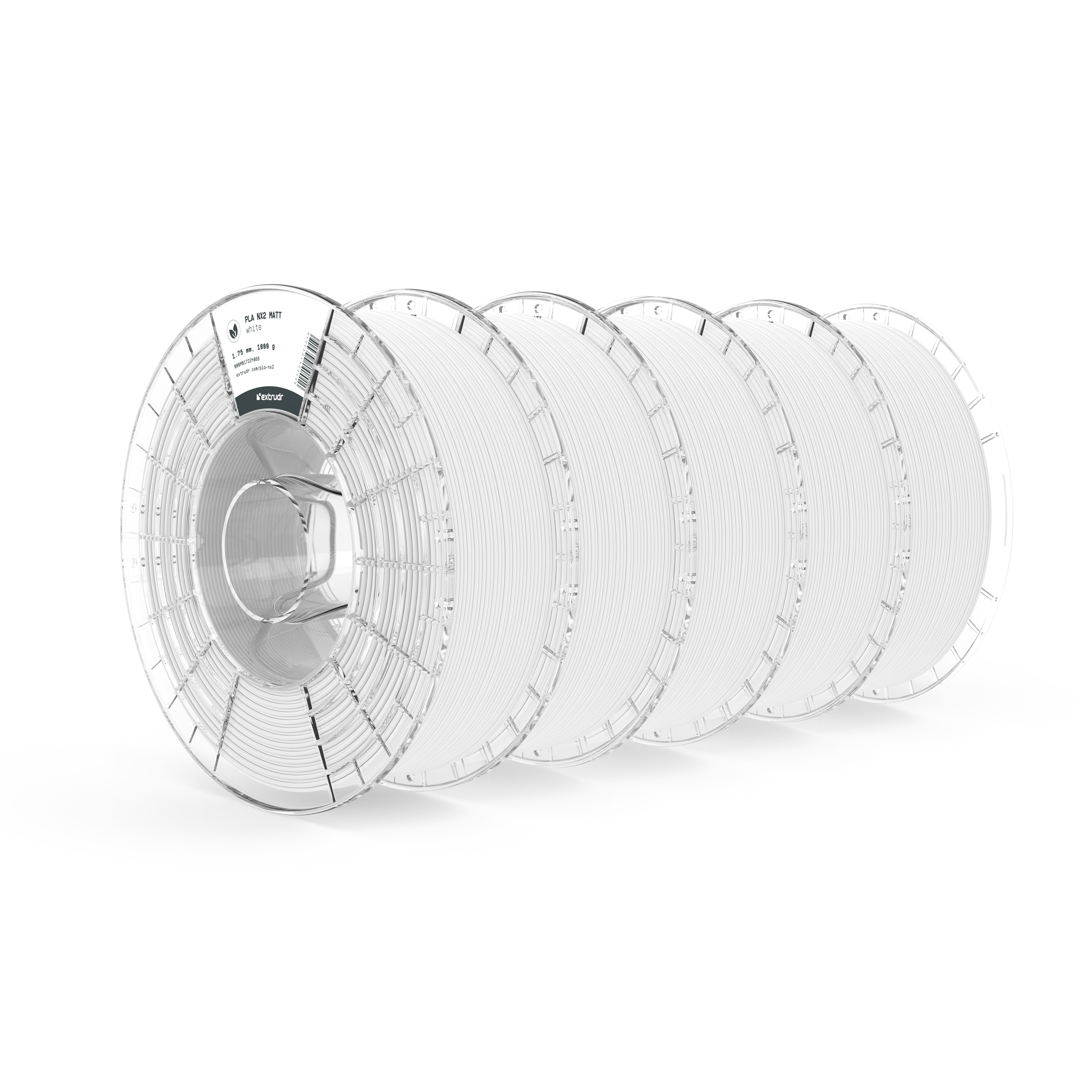 PLA NX2 Bundle - PLA NX2 MATT white 1.75 mm 5 x 1kg by Extrudr